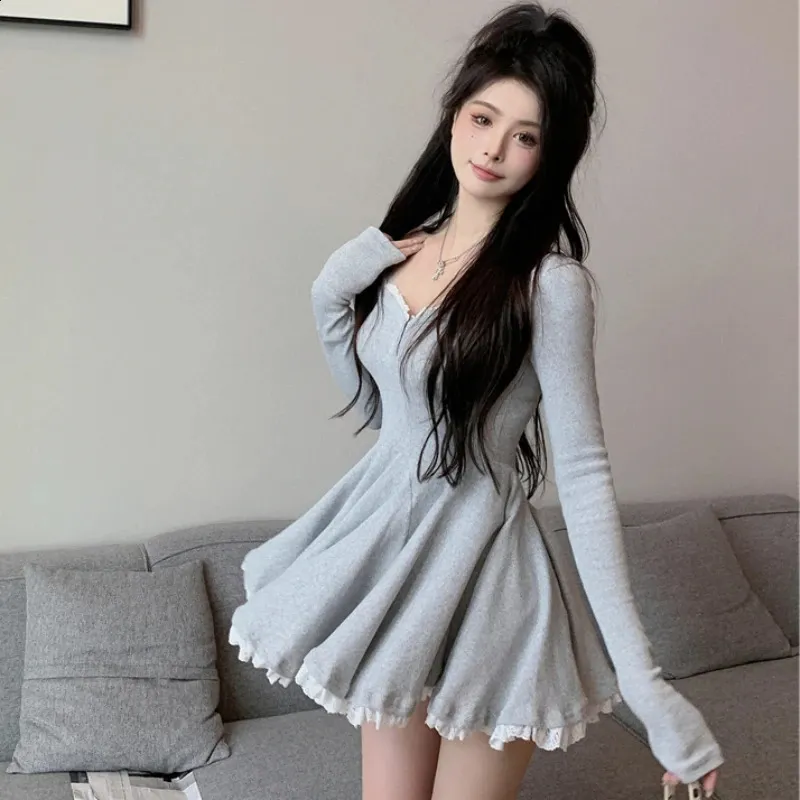 Mini Dress Women Pleated Korean Fashion Princess Faircore