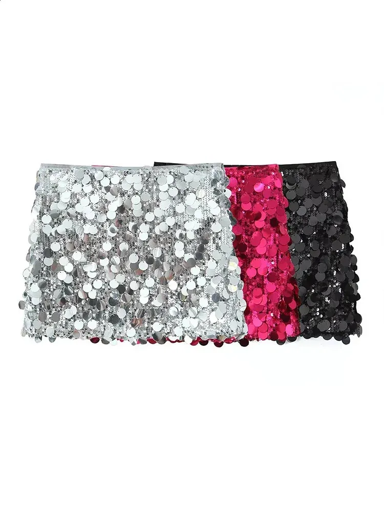 Jupe,Jupe française polyvalente à paillettes noires, jupe mi-longue, taille haute, épaissie