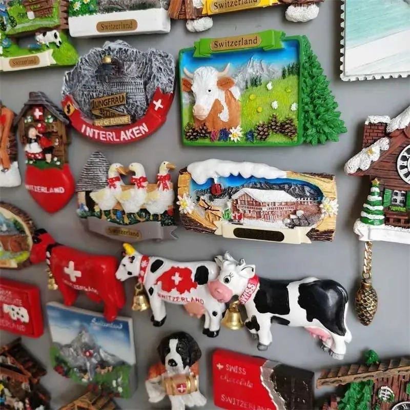 Switzerland Fridge Magnets - Geneva, Interlaken, Swiss Cow