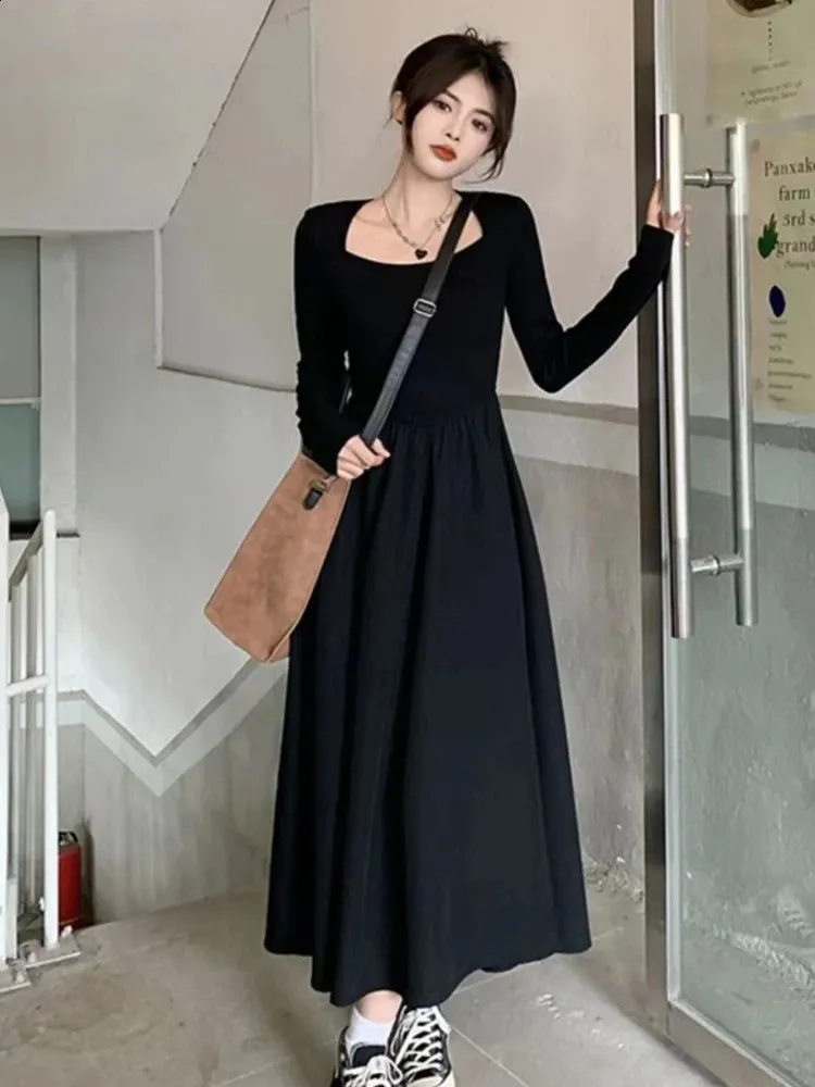 Korean Style Preppy Midi Dress for Women - Elegant and Fashionable All-Match rosalita mcgee vestidos de Mujer for Autumn