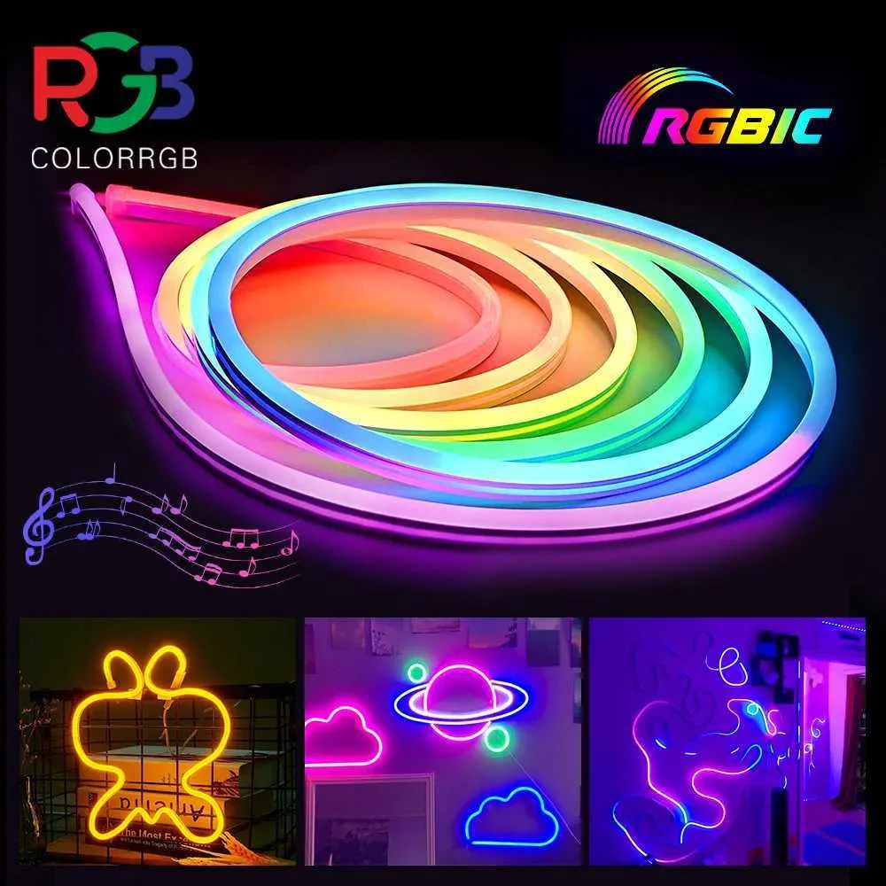 thumbnail image 2 of 24V RGB IC LED Neon Rope Light Strip - Waterproof IP67, Indoor/Outdoor, 2835 LEDs, With Remote, Dimmable, Flexible - 12mm X 20mm 2 of 4