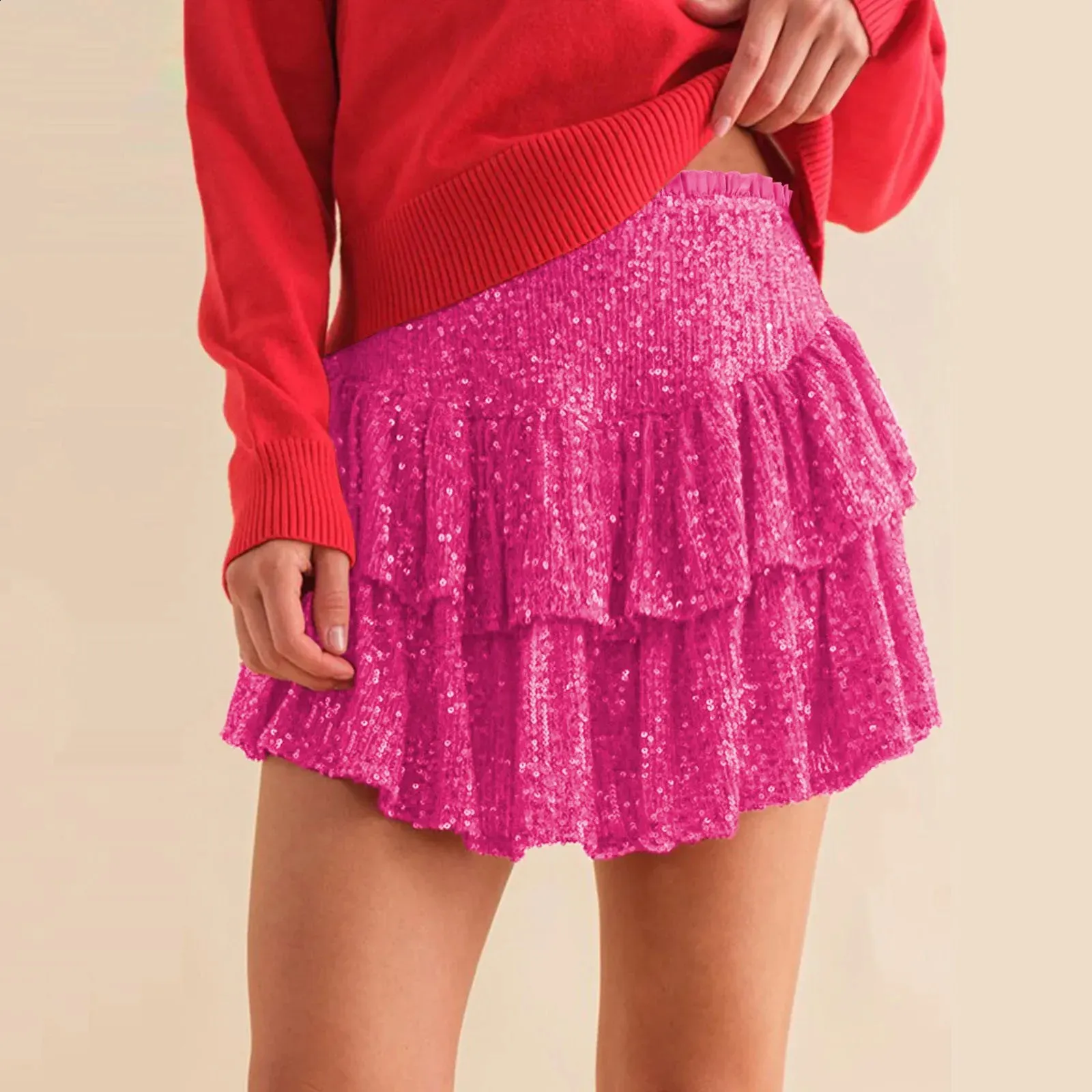 Shiny Sequin Short Skirt Y2k Party Club Flash High Waisted Skiing Women  Street Wear Sexy Solid Color Pleated Skiing 2024 240816 From Domainstore,  $24.56 | DHgate.Com