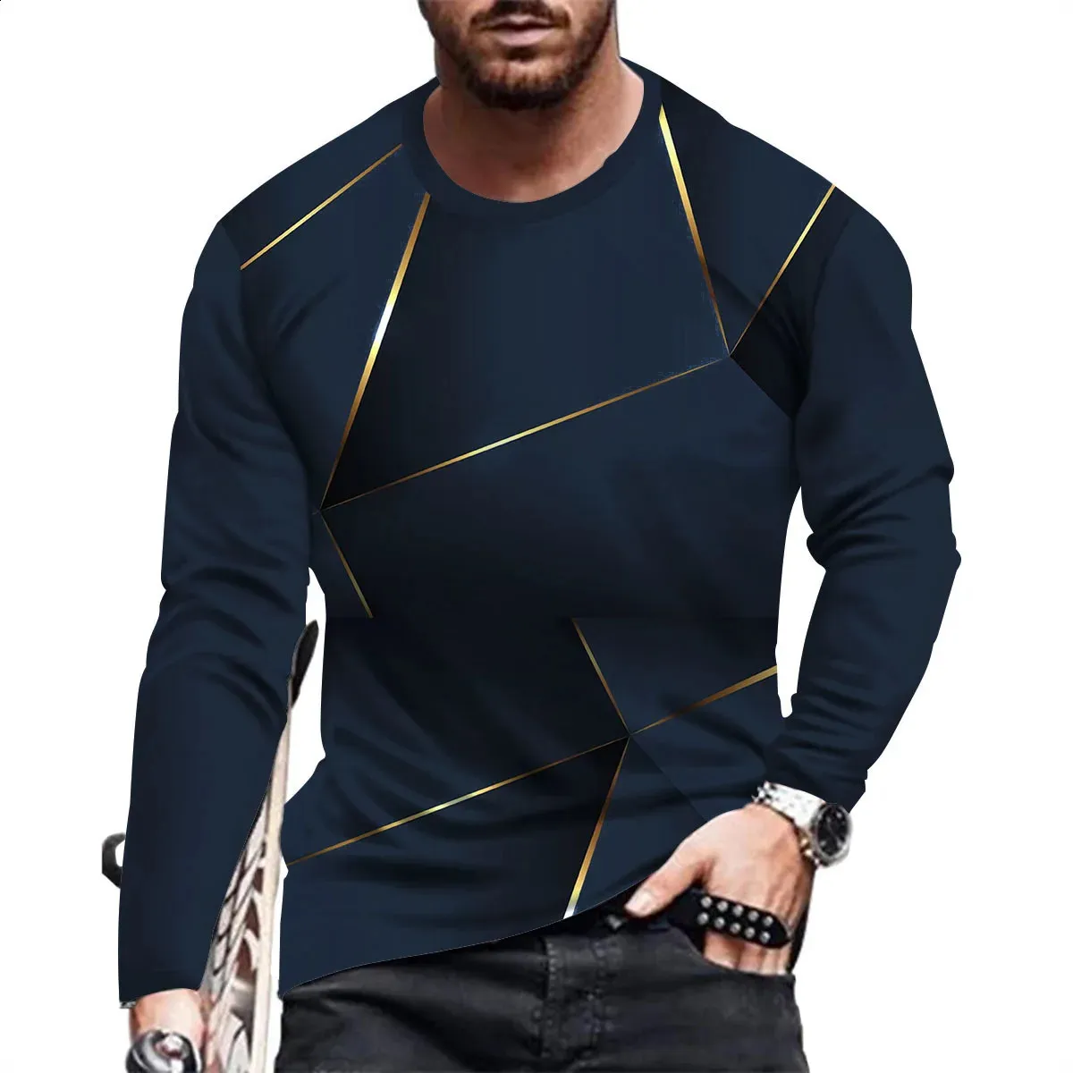 Oversized Mens Pattern Long Sleeve Shirt - Stylish Summer