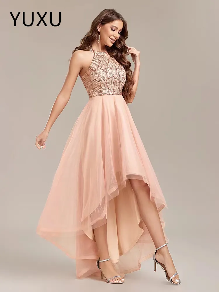 green emerald velvet dress Aqua Ruffled High-Low Prom Dresses Lace Applique Evening Dress 24046 Aqua / US4 main image 0