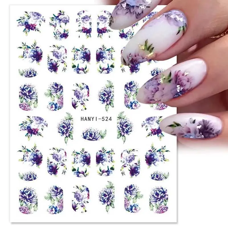 Delicate Watercolor Flower Nail Art