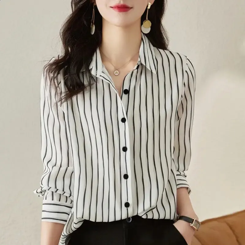 striped chiffon blouse