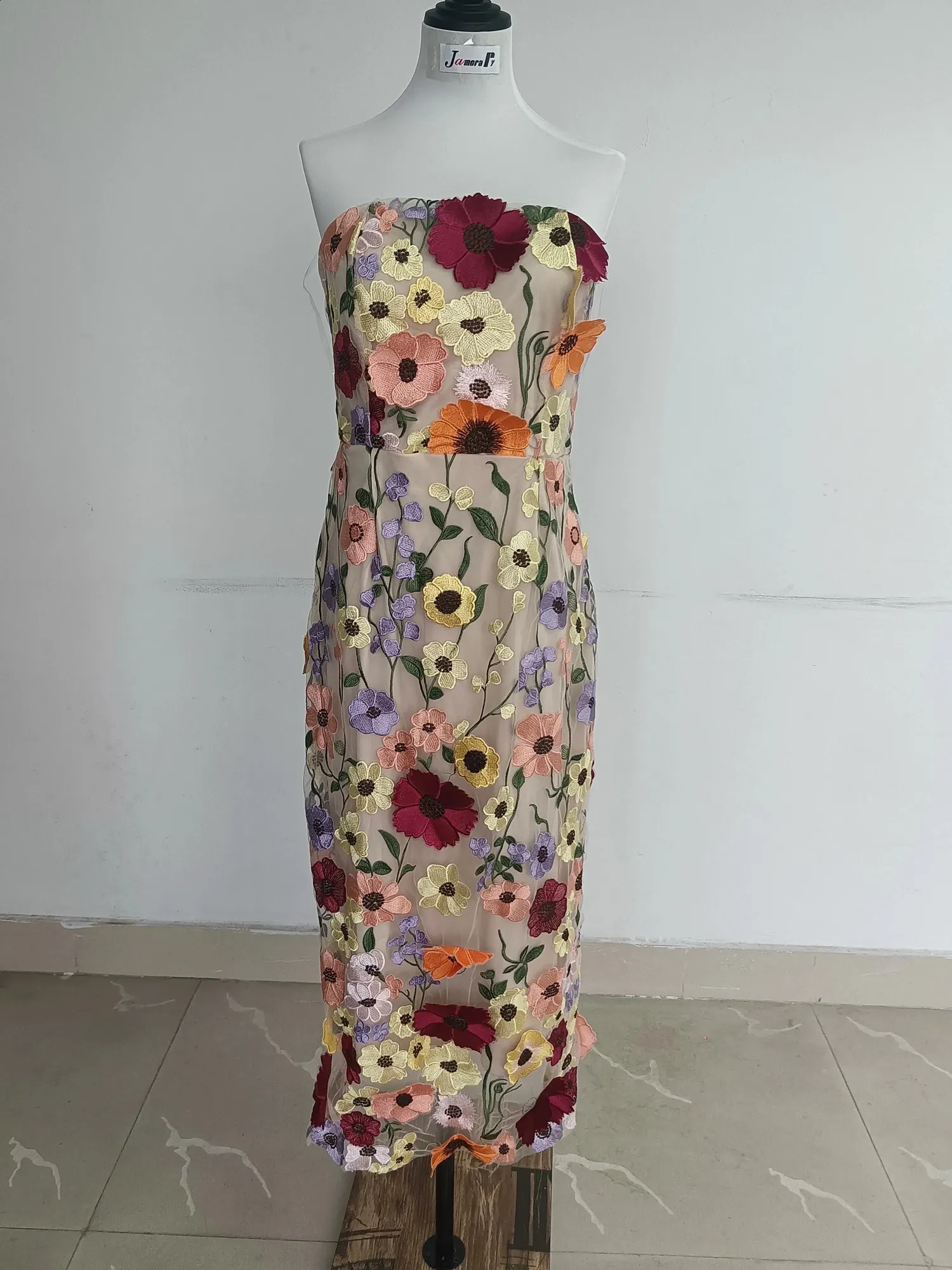 chinese dress ladies Self-Portrait - White Flower Lace Midi Dress