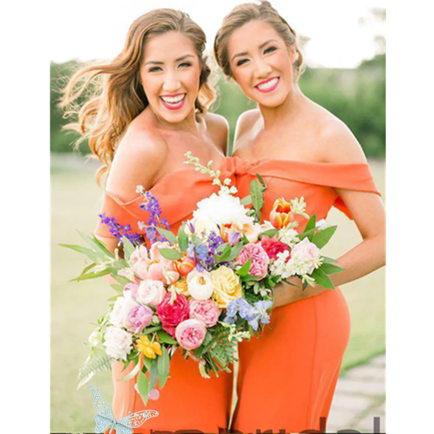 chiffon burnt orange bridesmaid dresses Burnt Orange Chiffon Mismatched Sheath Side Slit Bridesmaid Dresses, CB0228