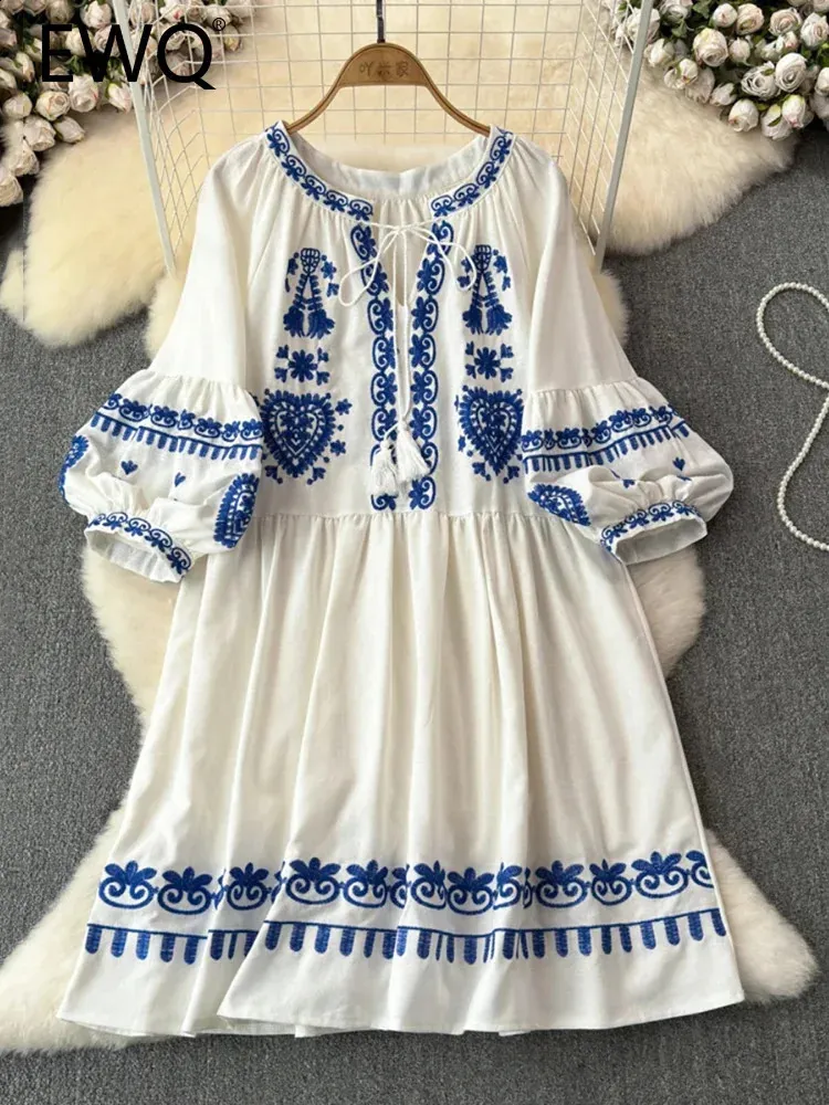EWQ Vintage Embroidery Loose Dress For Women ... From Sereinstore, $18.01  In Bulk