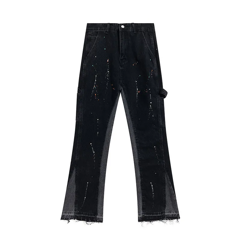 Speckled Letter Print Mens And Womens Streetwear Jeans Speckled Letter Print Mens And Womens Streetwear Jeans