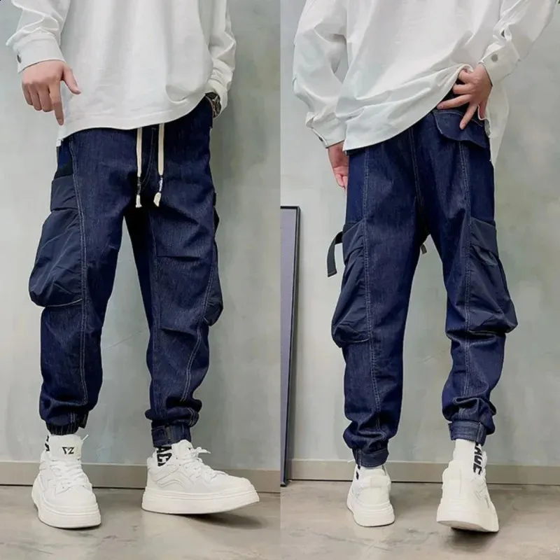 Mens Streetwear Jeans Fashion Cargo Pants With Large Pockets