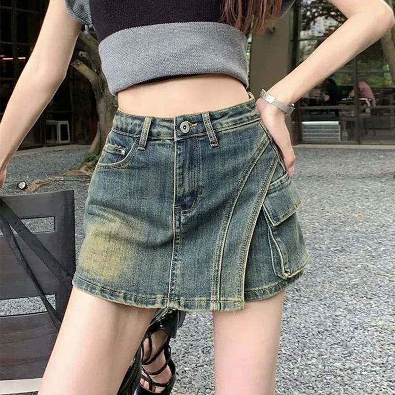 Save Big on Bulk Jean Mini Skirts Y2k Summer Womens Y2k Blue Denim Mini  Jean Skirts High Waist A Line Skirt Shorts Harajuku 2000s Short Pants 90s 