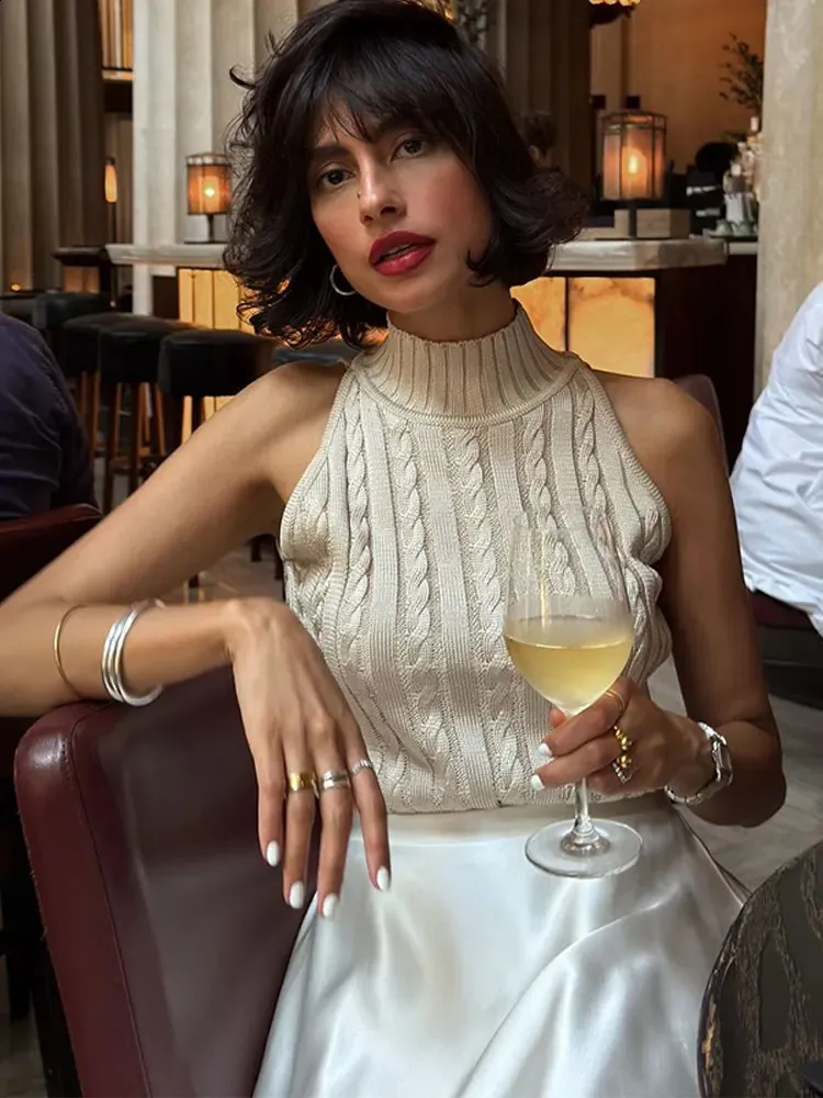 Womens Ribbed Knit Turtleneck Tank Top Sexy Sleeveless, Solid