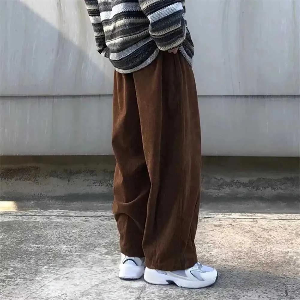 Save Big on Bulk Mens Loose Corduroy Pants Loose Fit Corduroy Trousers  Japanese Style Retro Wide Leg Mens Pants With Elastic Waist Deep Pockets  Loose