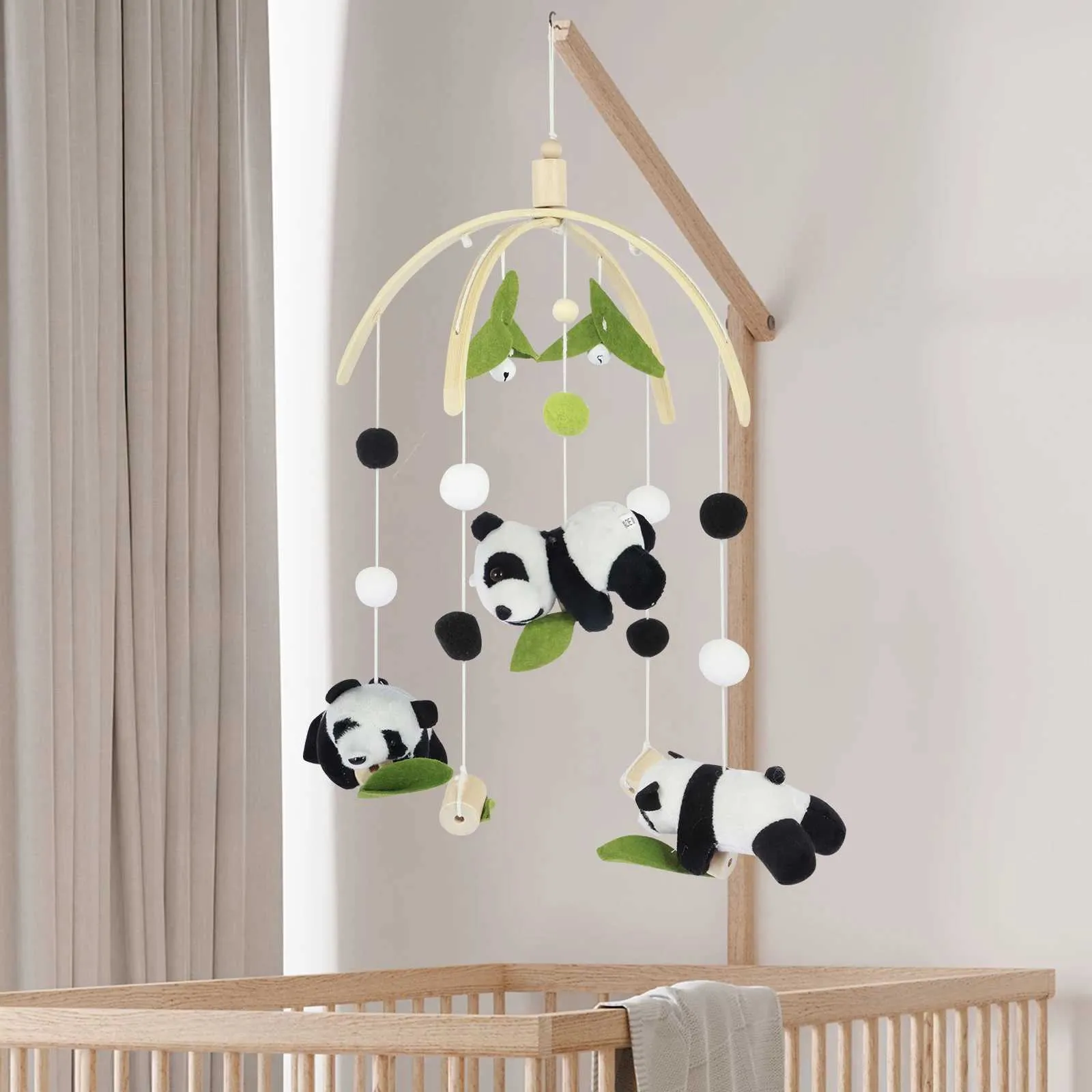 Animal Crib Mobile Wooden Hammock Baby Crib Bell Handmade Wildlife