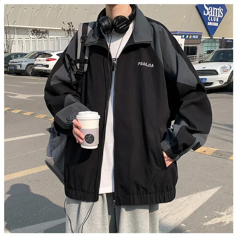 Mens Casual Retro Windbreaker Jacket - Contrasting Colors