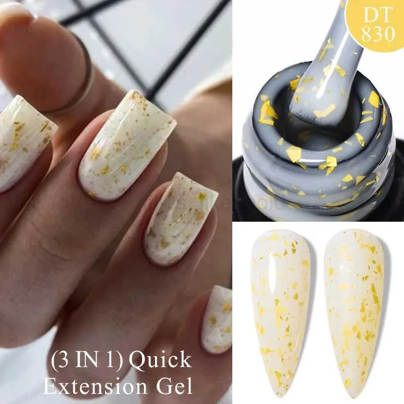 Gel Nail Polish Pen With Gold Flake Effect Quick Extension