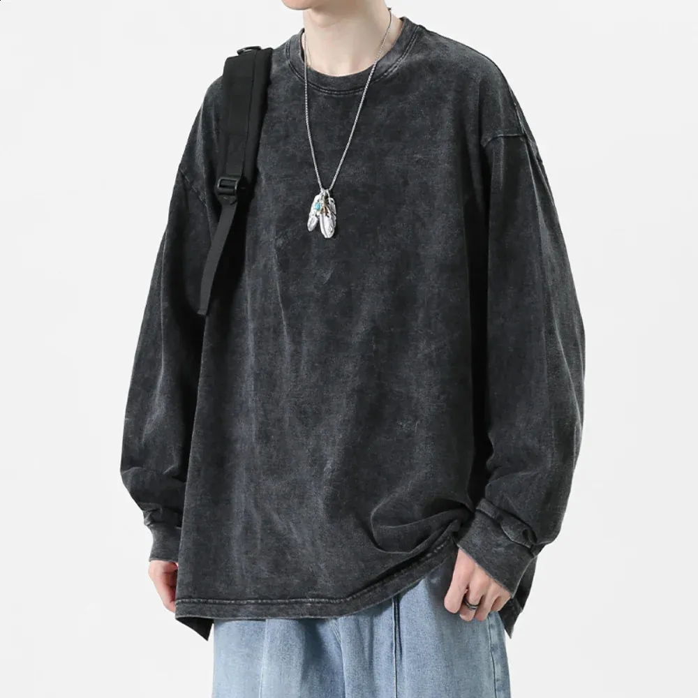 Oversized Long Sleeve T-Shirt: Retro Hip Hop Y2K Style for Men