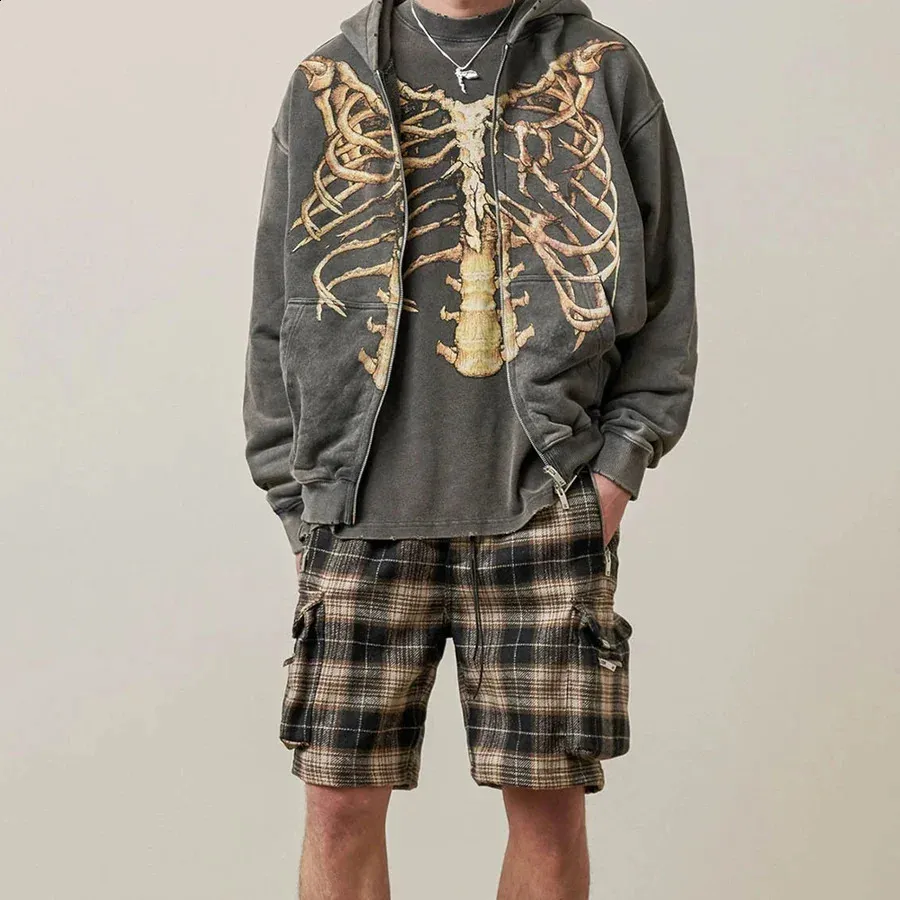 DHgate.com:Y2k Skull Zip Up Hoodie Men - Korean Harajuku