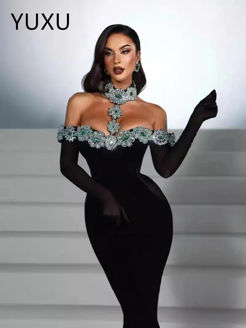 black mermaid bandage dress Monique Bandage Mermaid Midi Dress - Black
