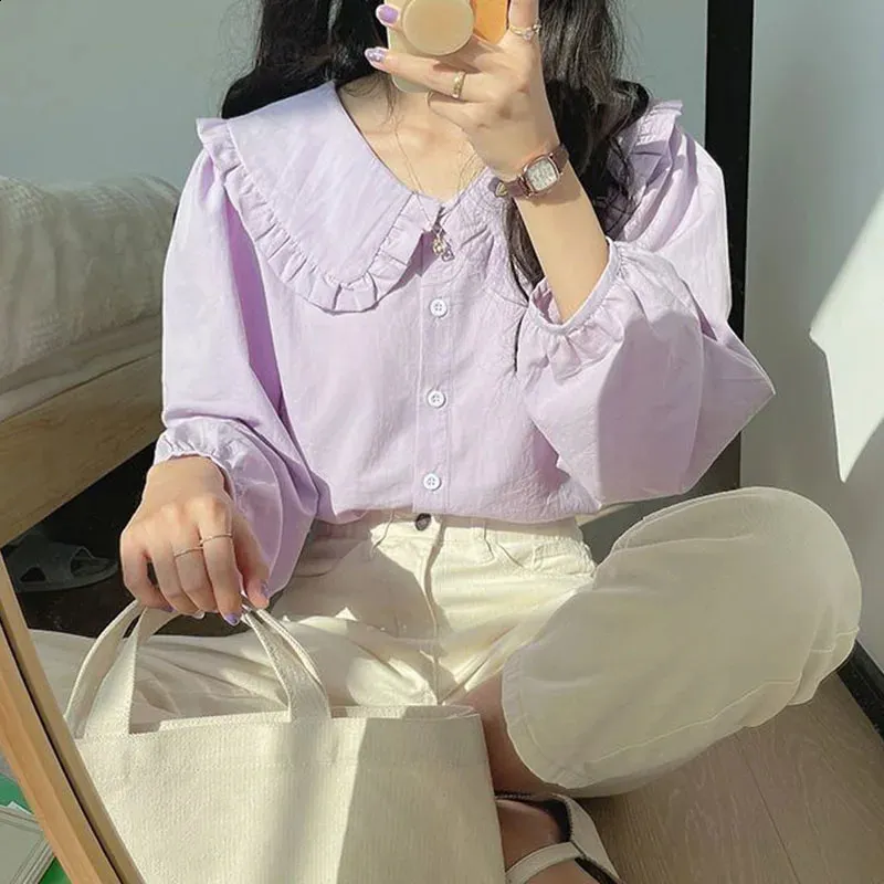 Casual Daily Ruffle Turndown Collar Blouses Casual Daily Ruffle Turndown Collar Blouses