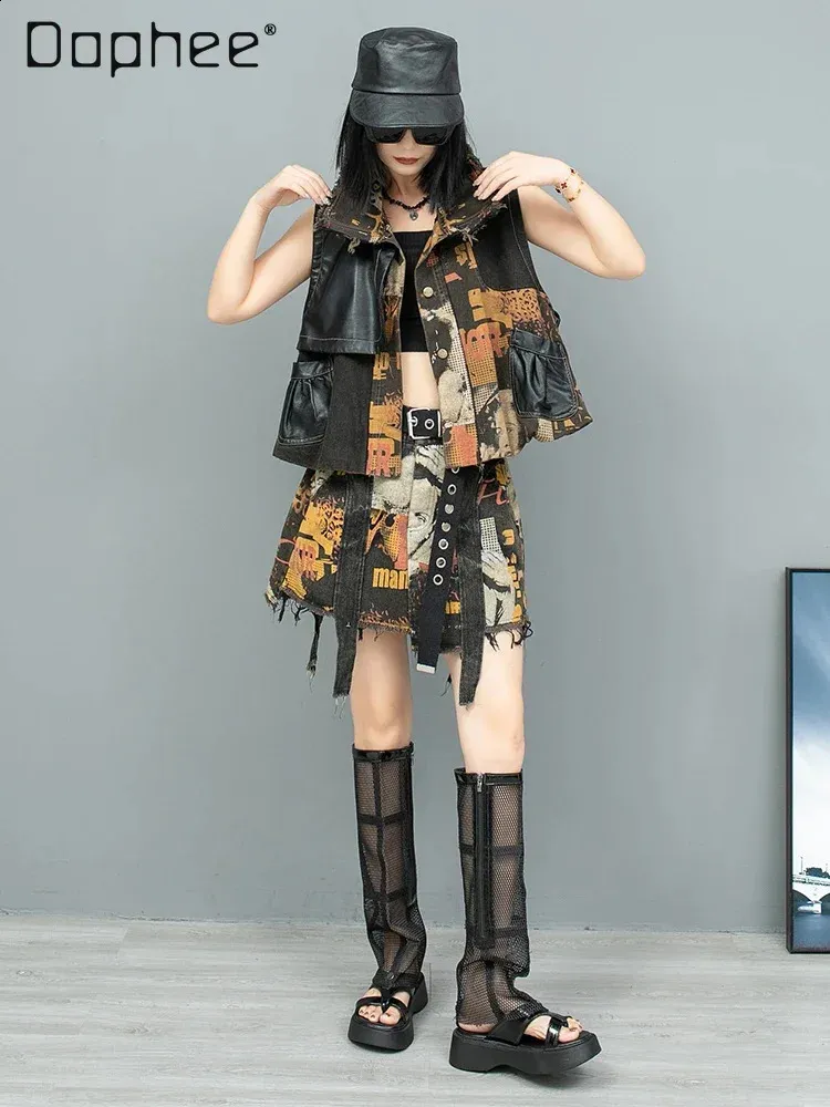 Leather lapel vest best sale