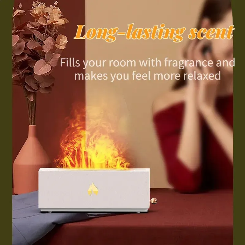 リラックス Flame Effect Aroma Diffuser Humidifier: Night Light, 320ml