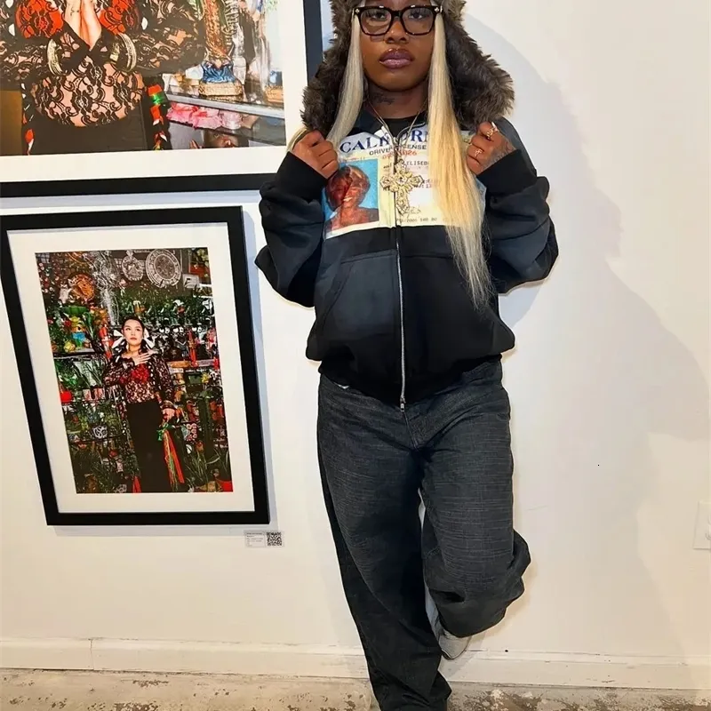 Vintage Graphic Hoodies: Streetwear Zip Up Hoodie American