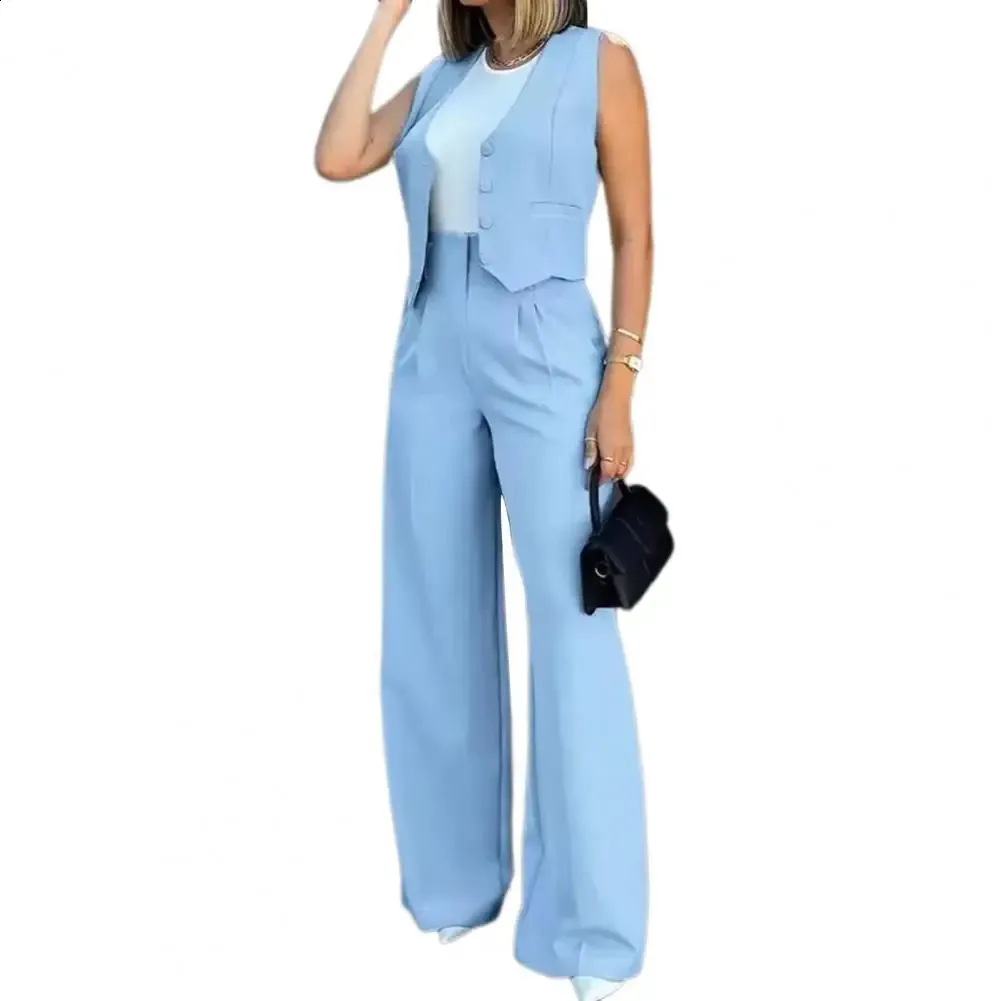 Formal Outfit Pantalon Ancho Mujer Chaleco Y Pantalones Conjunto