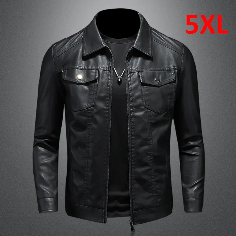 Black PU Leather Jacket: Mens Fashion Casual Faux Leather Motor