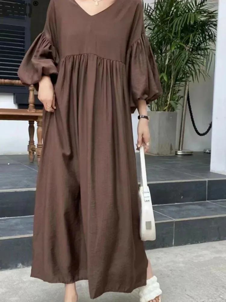 ewq shirt dresses EWQ Womens V-Neck Lantern Sleeve Dress