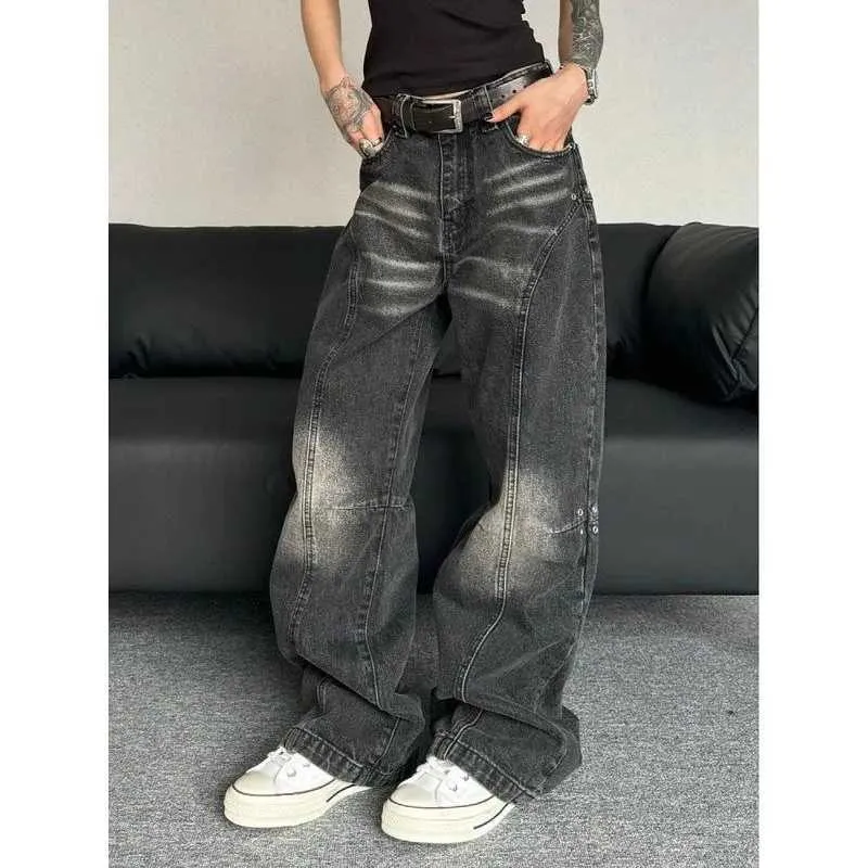 Y2K Baggy Black Jeans - Retro American Oversized Wide Leg