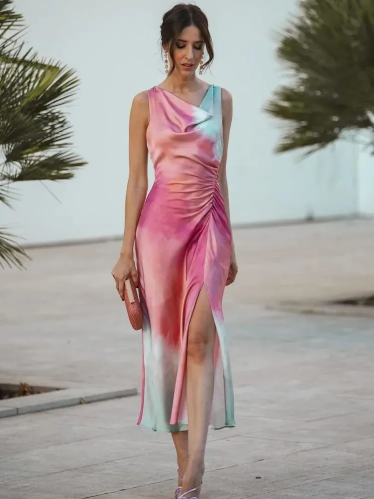 Save Big on Bulk Long Tie Dye Maxi Dress Tie Dye Dresses Plus Size Summer  Midi Dress, Drooping Collar Slimming Dress, Fashionable Slim Fit Maxi Dress 