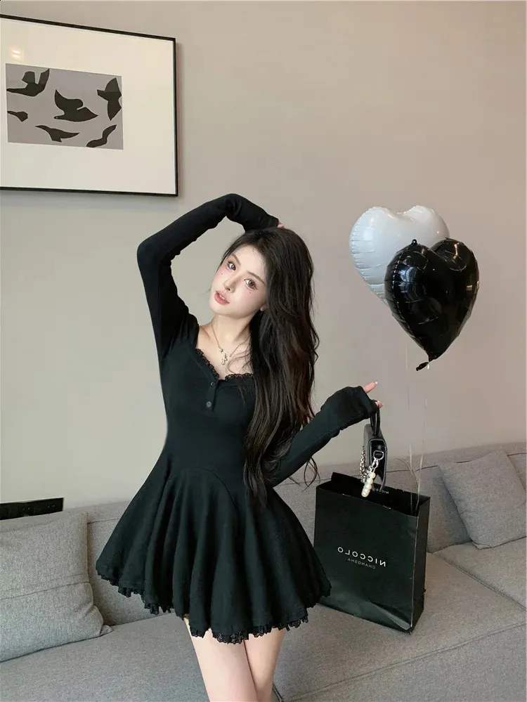 Mini Dress Women Pleated Korean Fashion Princess Faircore
