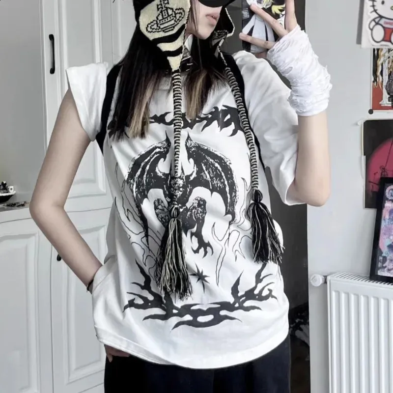 Y2K Gothic Dragon Print Oversized T Shirt For Women – From