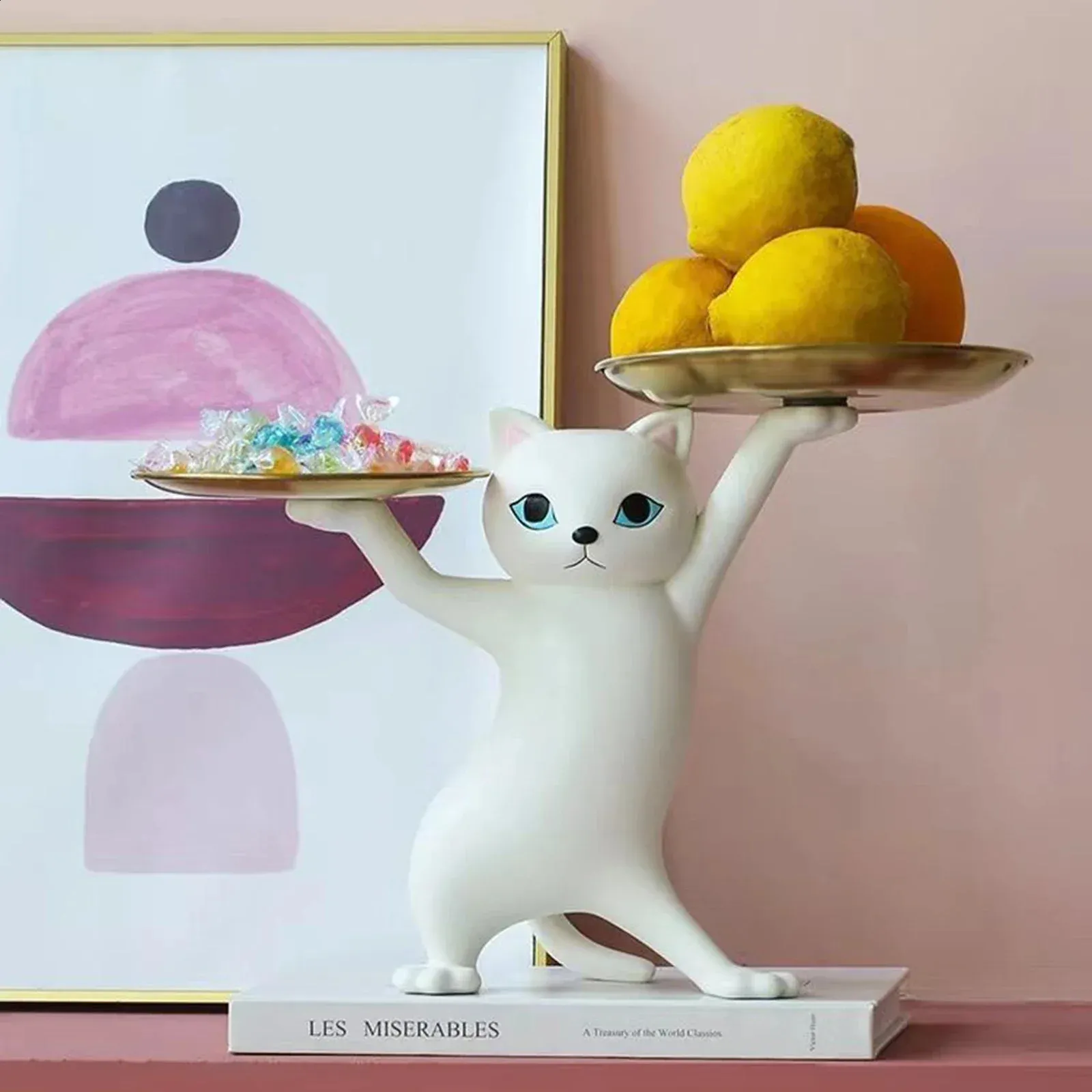 Resin Cat Statue - Decorative Candy & Key Storage Tray, Holiday