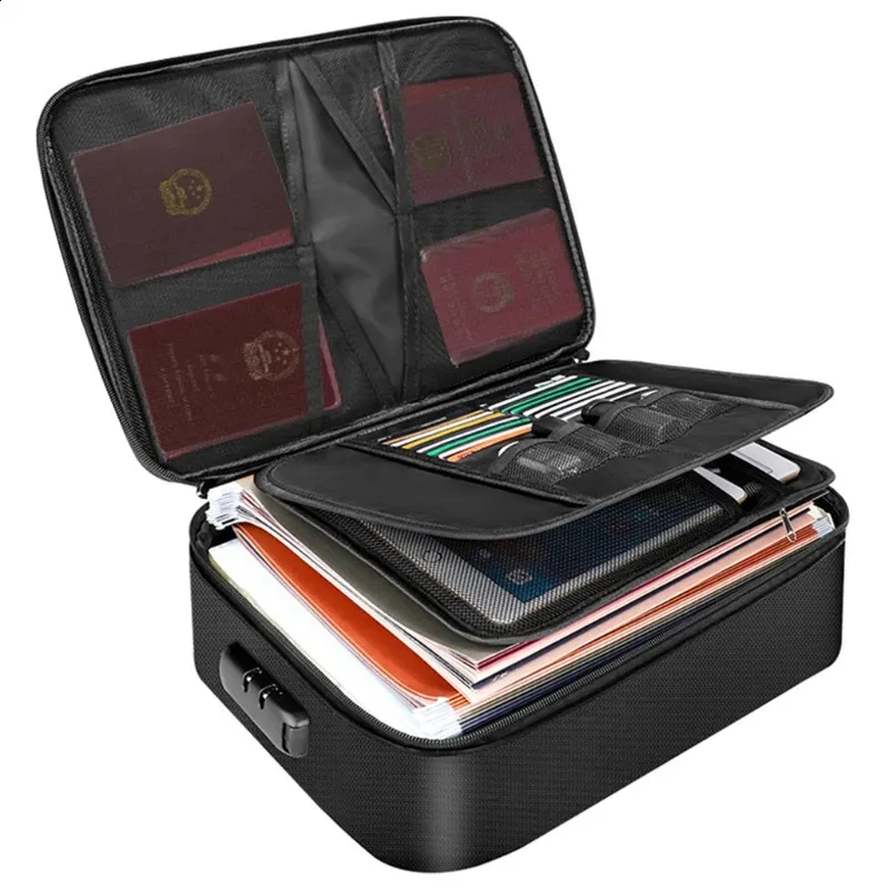 Waterproof Fireproof Document Bag With TSA Lock – 17" X 12" X 5.5" Large Fire Box, Reflective Strips, Reinforced Base