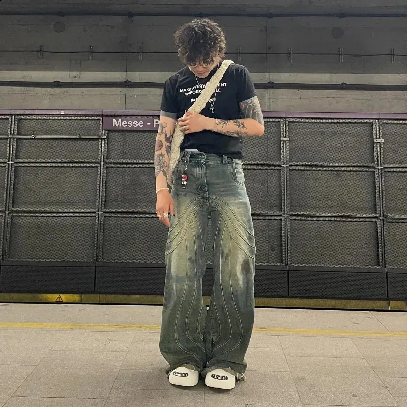 Baggy Jeans And Oversized Hoodie Men Y2K Baggy Jeans Men American