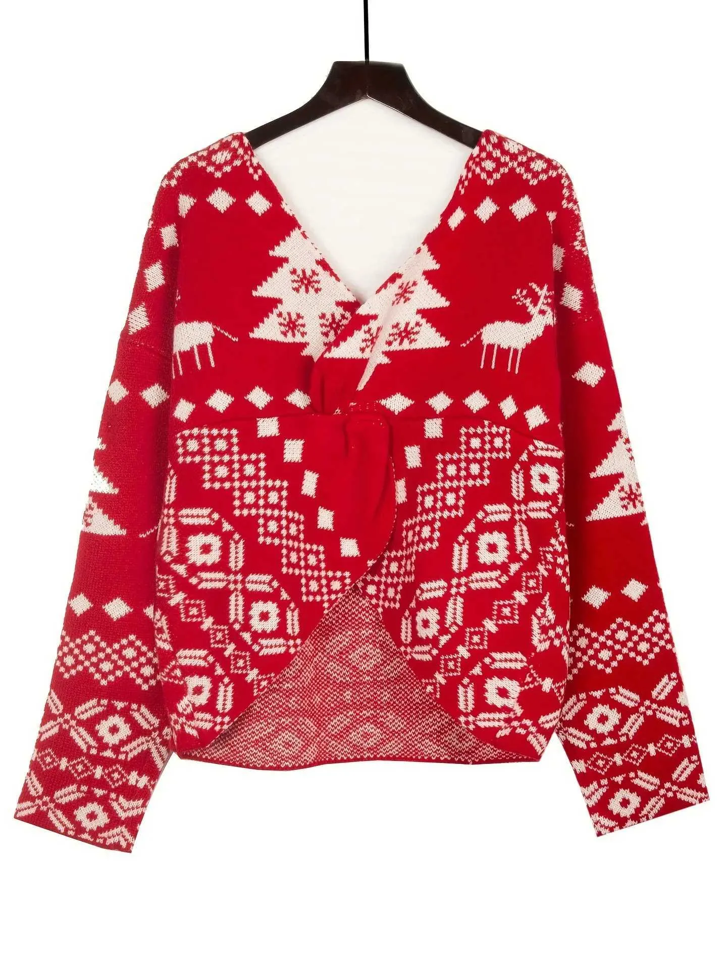 Cardigan De Noël Femme Manches Longues Motif Flocon De Neige