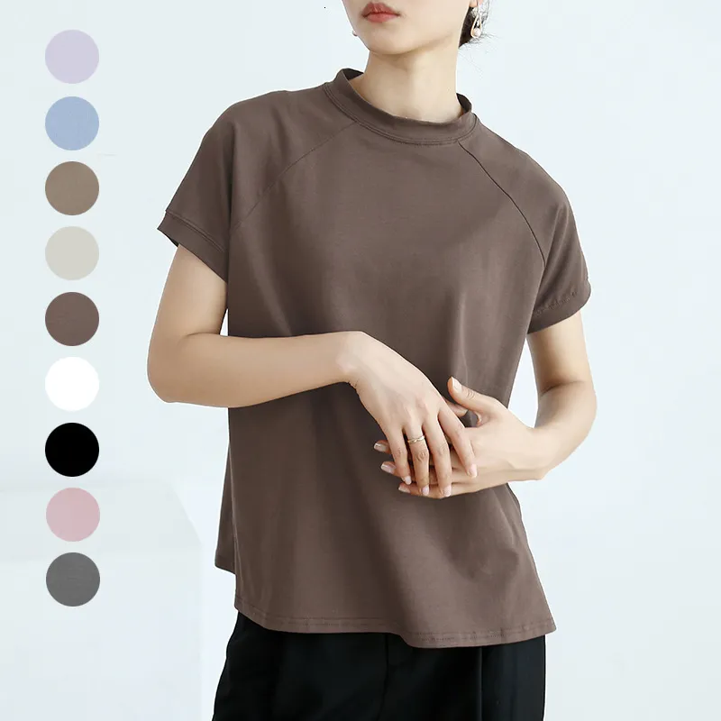 Save Big on Bulk Rakuten Shirt Color Japanese Rakuten Summer Cotton Solid  Color Short Sleeved T Shirt French Pullover Women's Side Slit Best Deals  - Main Image