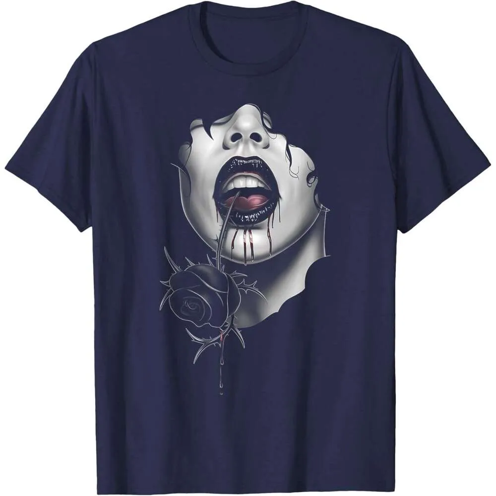 Wholesale Brand Rose Blood Gothic Floral Graphic T Shirts For Men