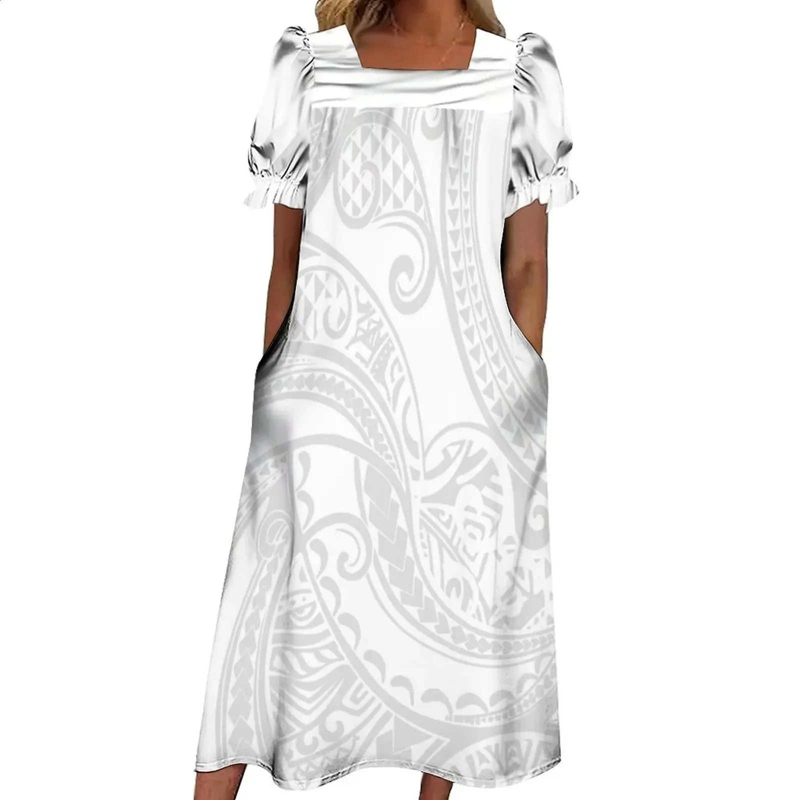 knee length dresses for ladies Nalani Long Rayon Hawaiian Dress Maxi V-Neck Tea Length Black / S