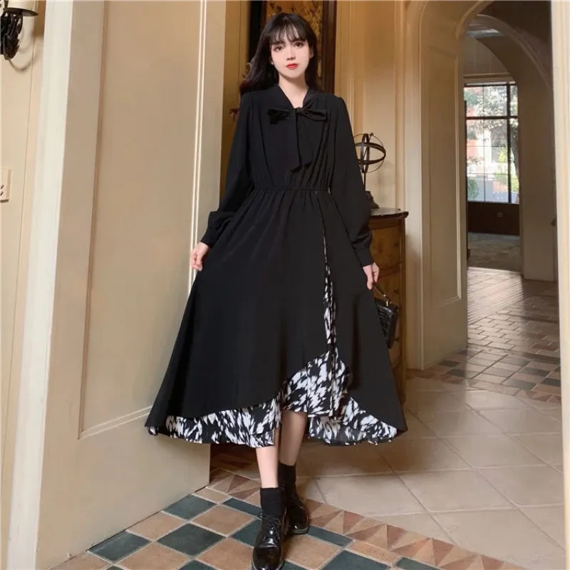 apparel korean black dress Q Girl's Korean Style/Hooded Knitted Little Black Dress Long Skirt Bla –  Lee Nhi Boutique main image 0