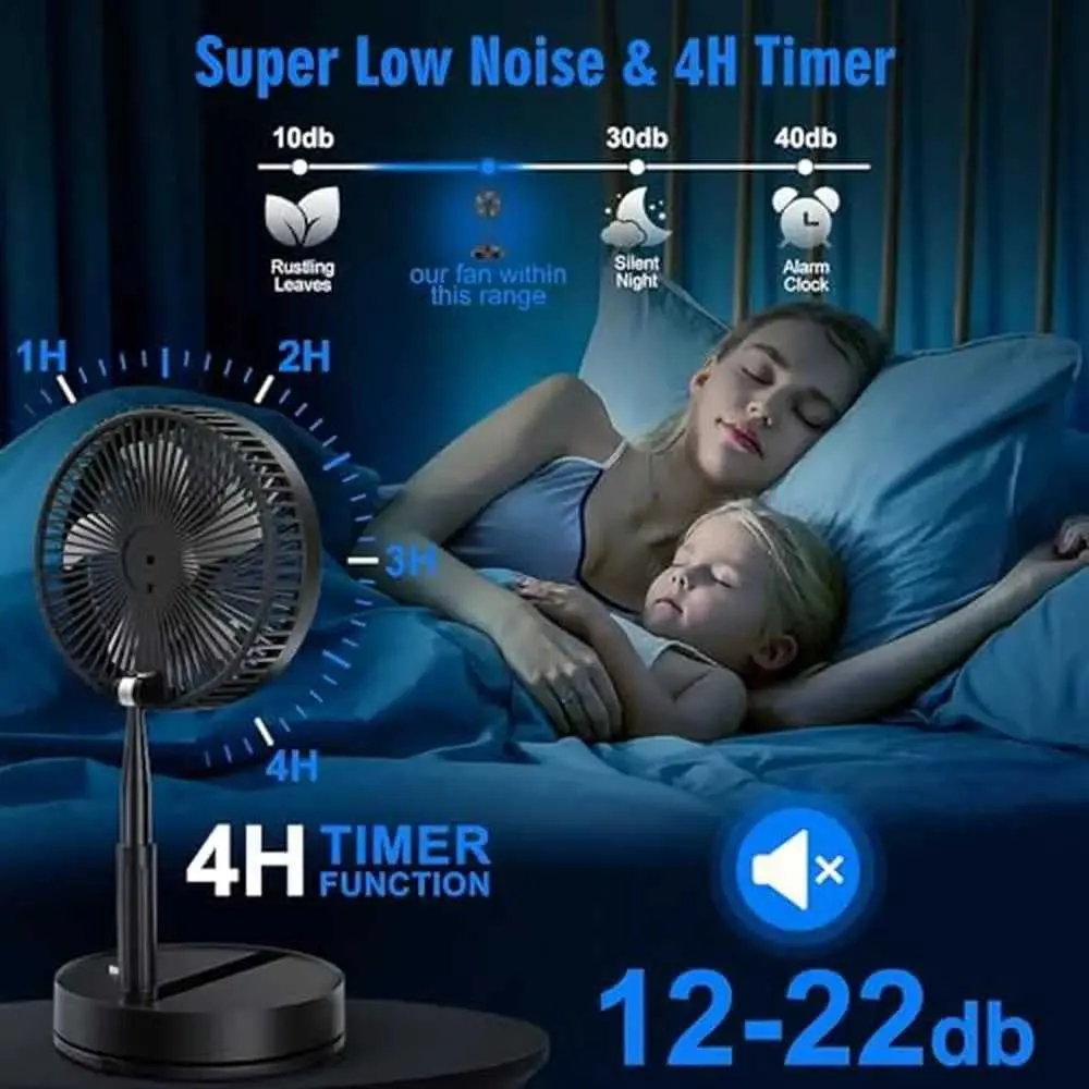 D-cell Battery Operated Camping Fan,8.5 Inch, Quiet USB Desk Fan With 4 Levels LED Lantern, SOS Light, Portable Outdoor Table Fans With Timer