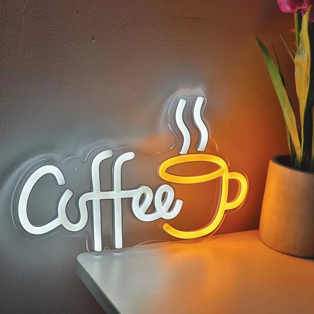 1x6.7 Creative LED Coffee Cup Neon Sign, Wall Decor for Party, Bar ...