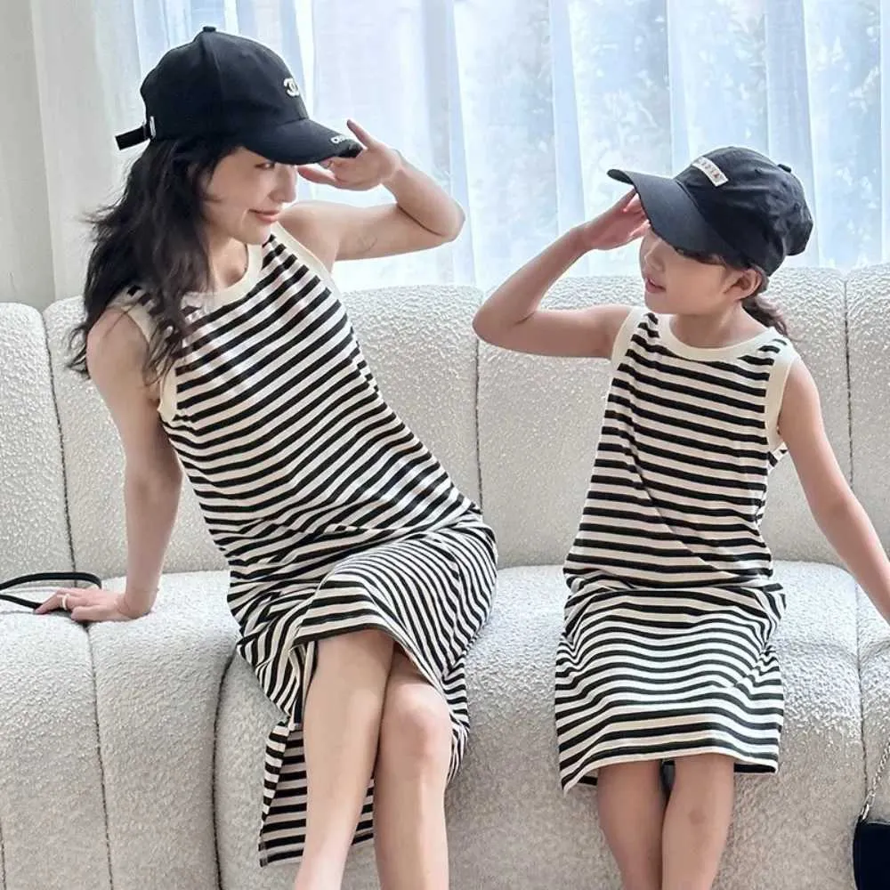 DHgate.com:Mother-Daughter Striped Cotton Blend Summer Dress 