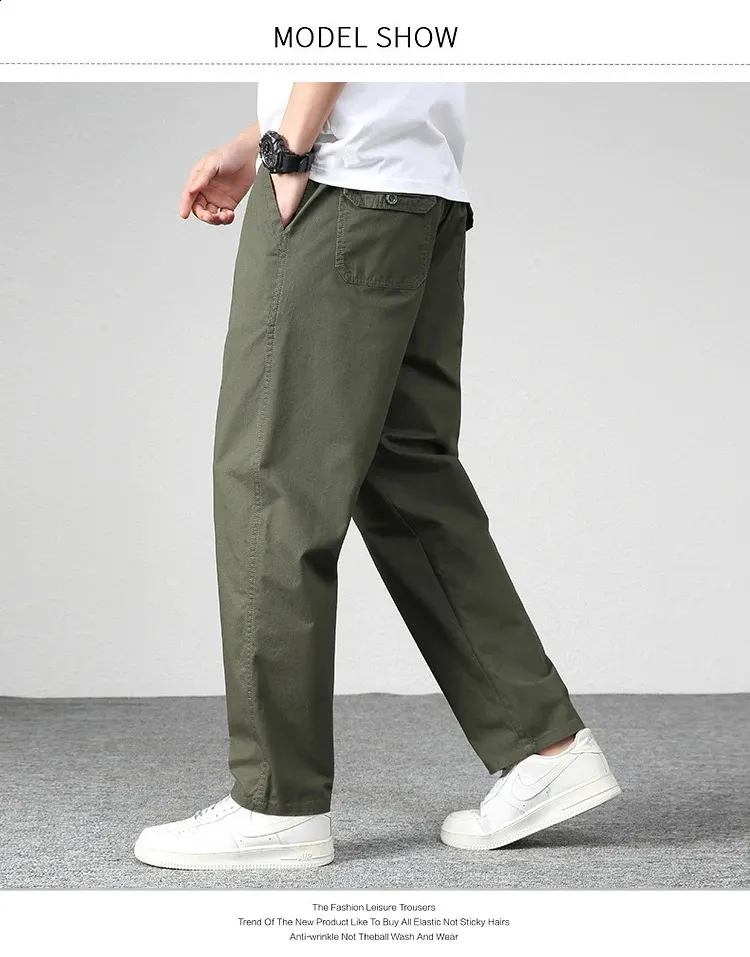 Men Pants Loose Fit Cargo Baggy Work Casual Overall Cotton