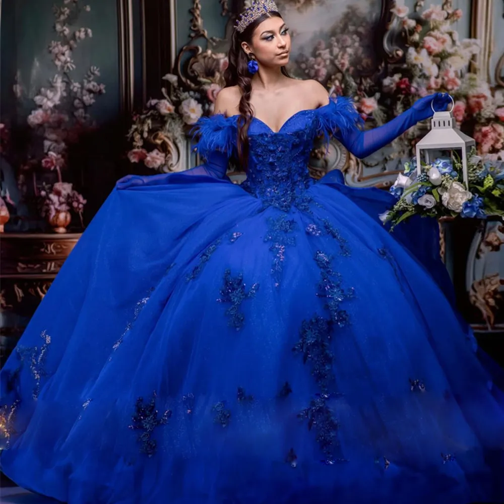 Royal Blue Quinceanera Dresses for Sweet 15 Year Off the Shoulder Puffy Ball Gown Y2726 main image 1