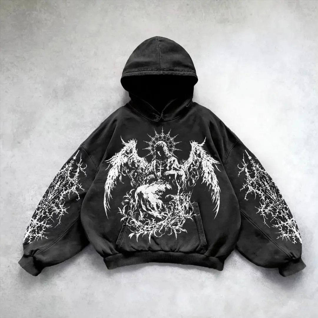 Harajuku Y2K Vintage Punk Mens Casual Hoodie Solid From