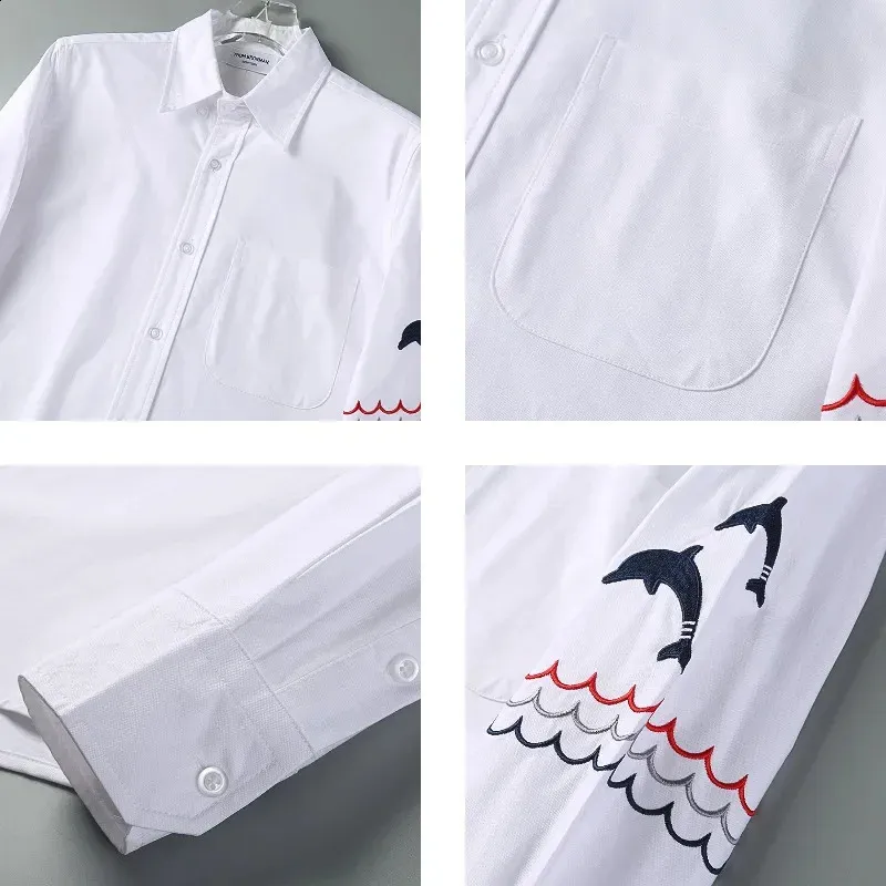 Style Tb Jl Oxford Cloth Long Sleeve Solid Color Pointed Collar